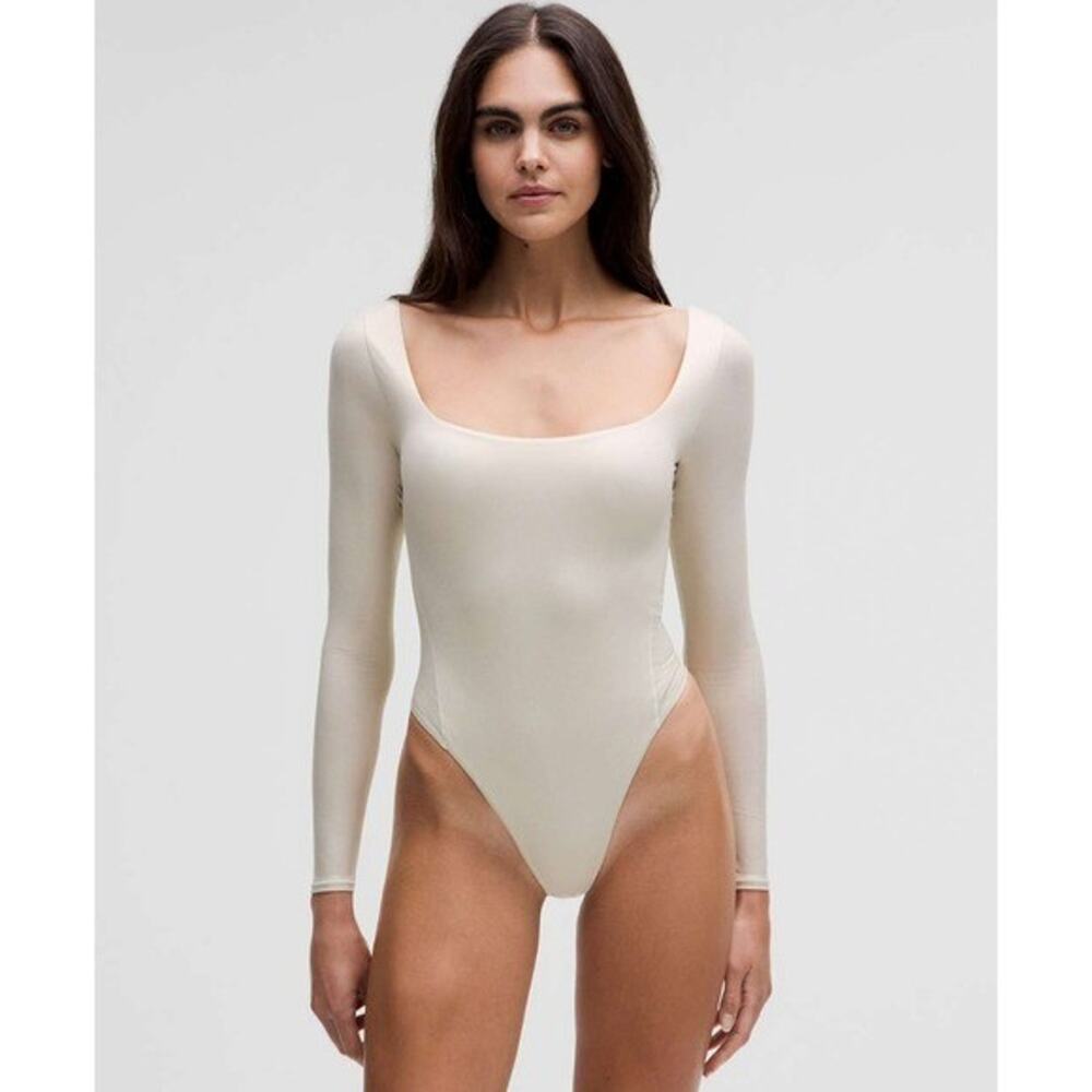Lululemon Nulu Square-Neck Long-Sleeve Bodysuit *Shine Luxe Bone Size XL NWT